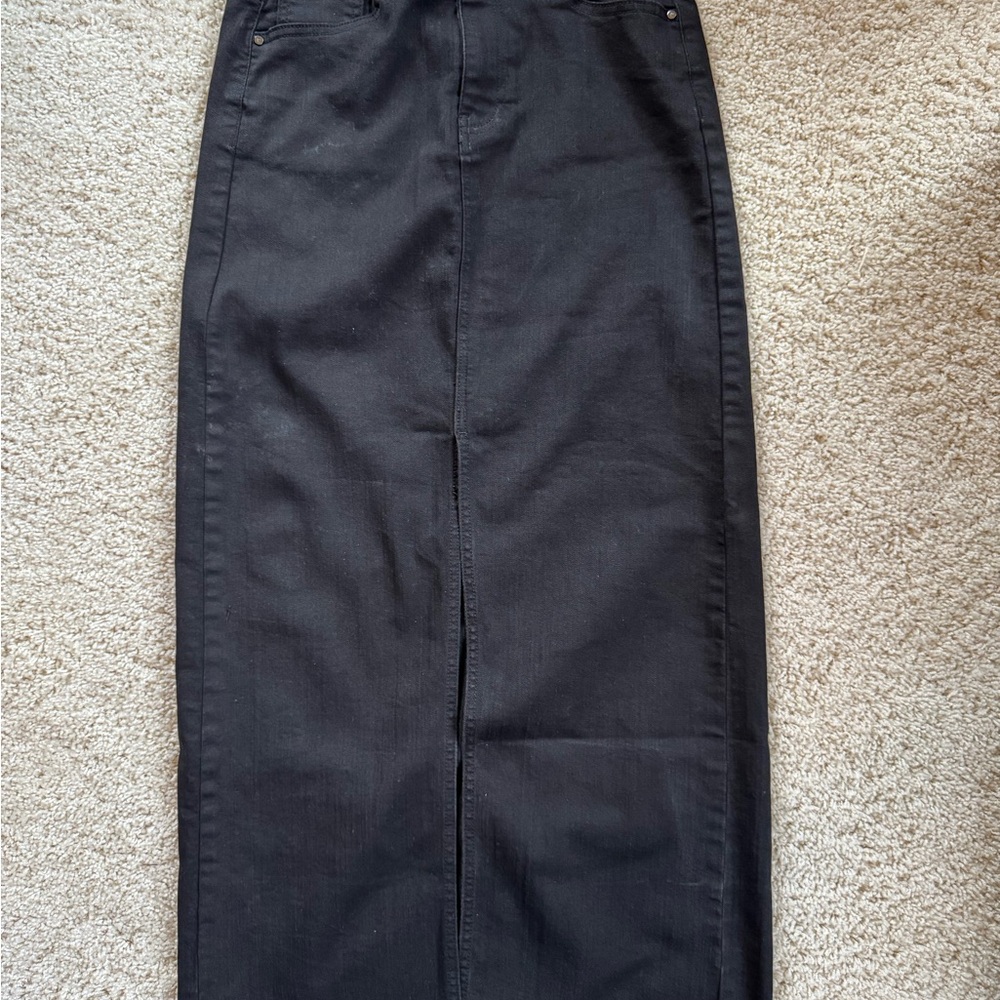 Classic Black Midi Jean Skirt
